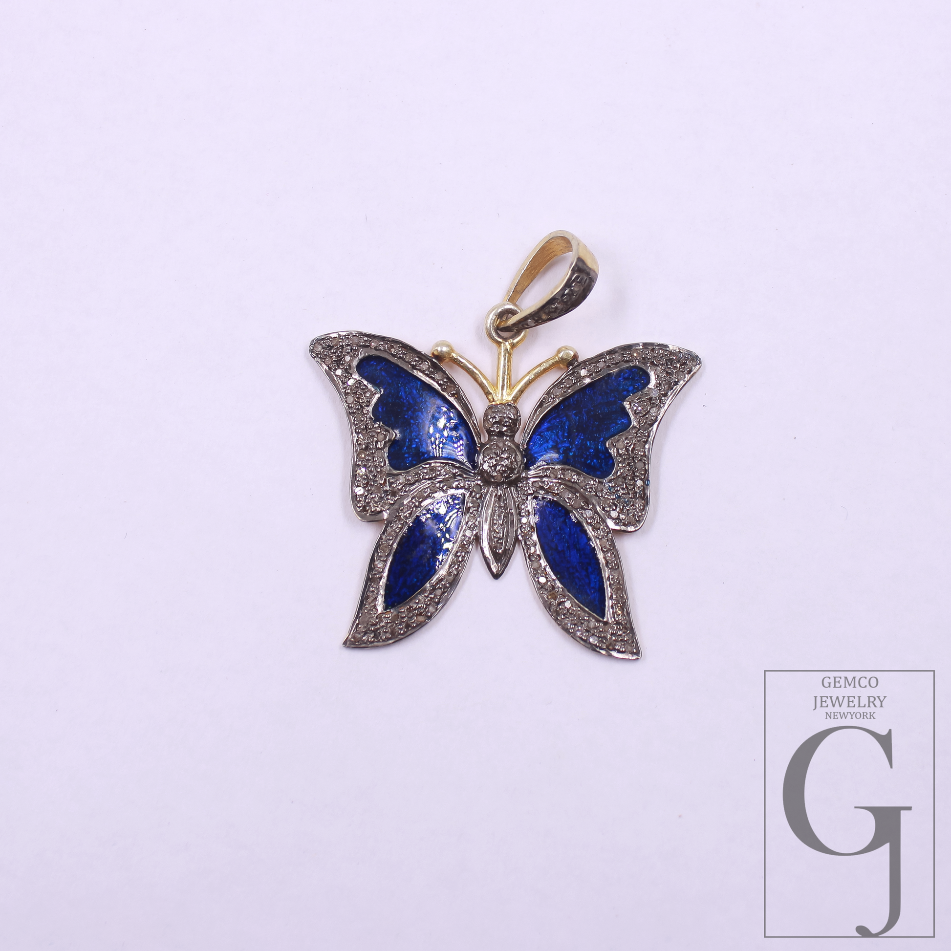 Beautiful Butterfly Pendant With Pave Diamonds, Vermeil Gold In 925 Sterling Silver Handmade Jewelry Gift For Her