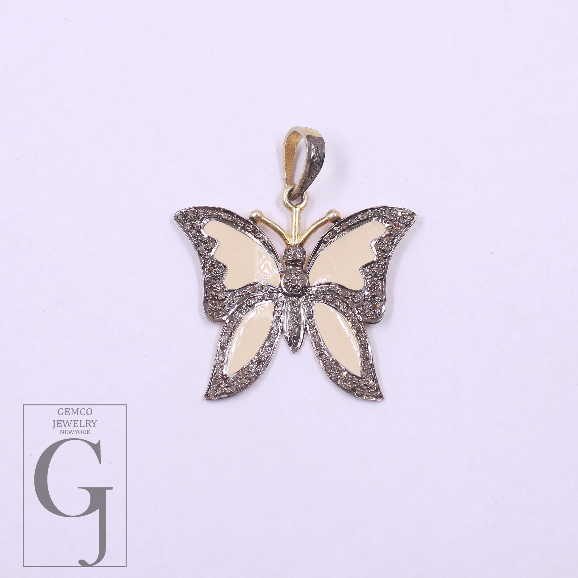 Beautiful Butterfly Pendant With Pave Diamonds, Vermeil Gold In 925 Sterling Silver Handmade Jewelry Gift For Her