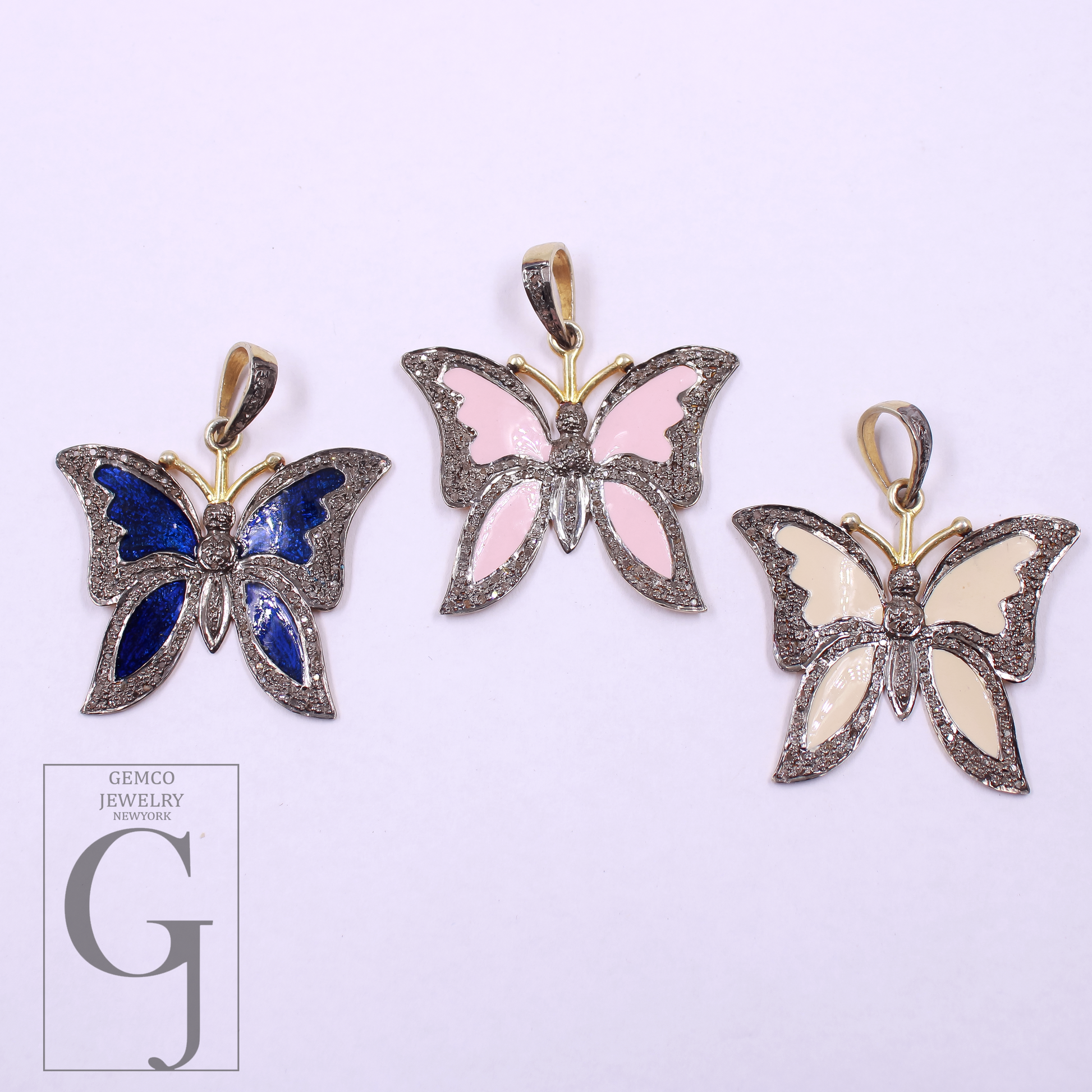 Beautiful Butterfly Pendant With Pave Diamonds, Vermeil Gold In 925 Sterling Silver Handmade Jewelry Gift For Her