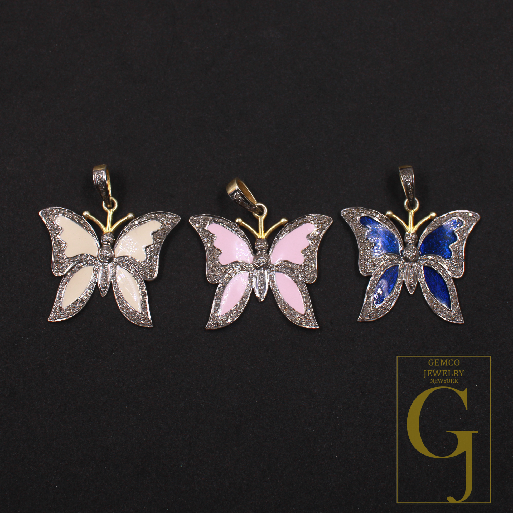 Beautiful Butterfly Pendant With Pave Diamonds, Vermeil Gold In 925 Sterling Silver Handmade Jewelry Gift For Her