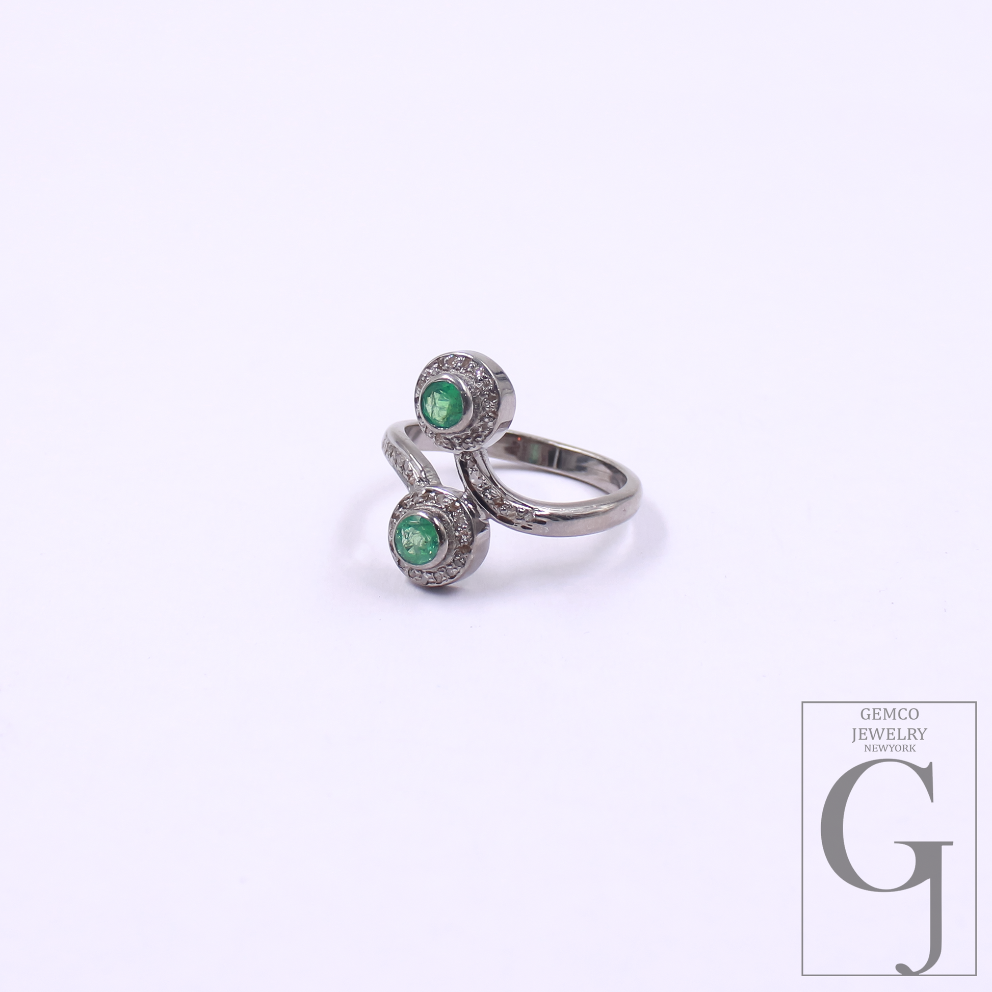 Natural Emerald Ring With Pave Diamonds In 925 Sterling Silver – Unique Ring For Everyday Wear