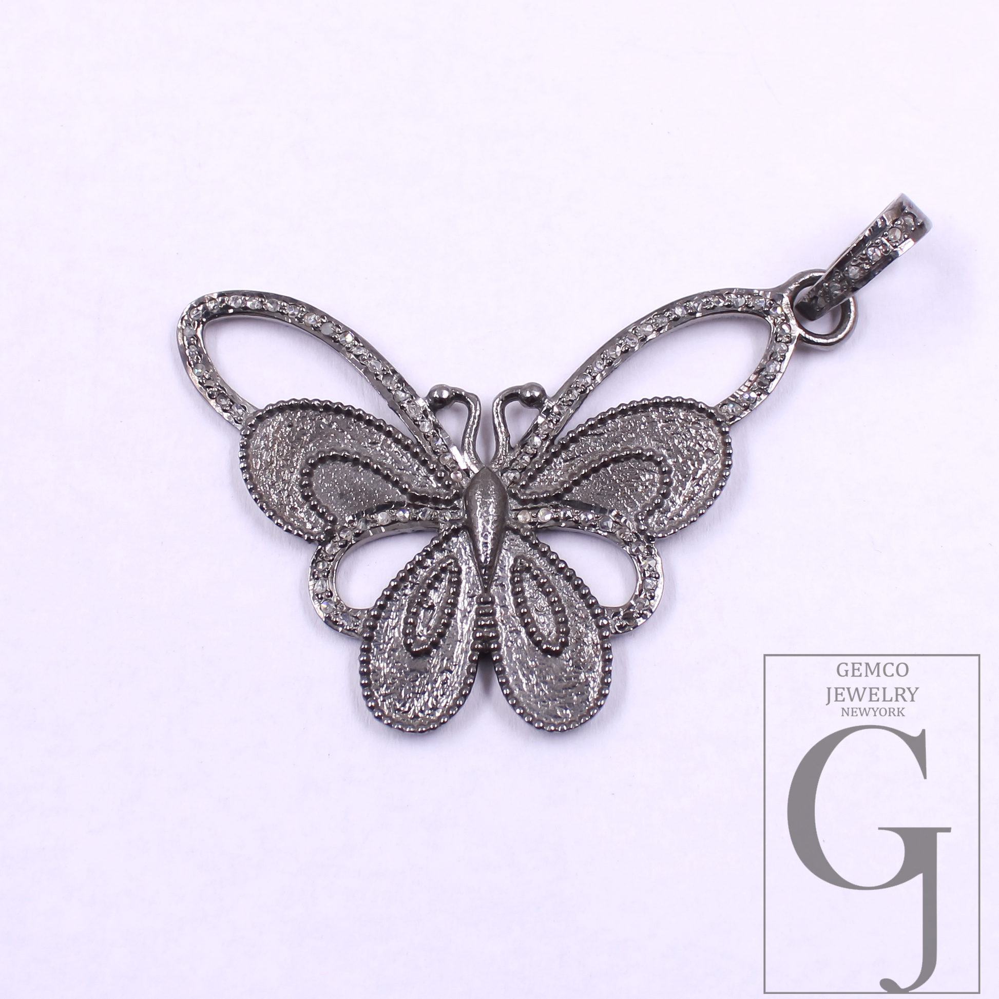 Natural Diamonds Butterfly Pendant - 925 Sterling Silver Handmade Finish Pendant For Daily Wear