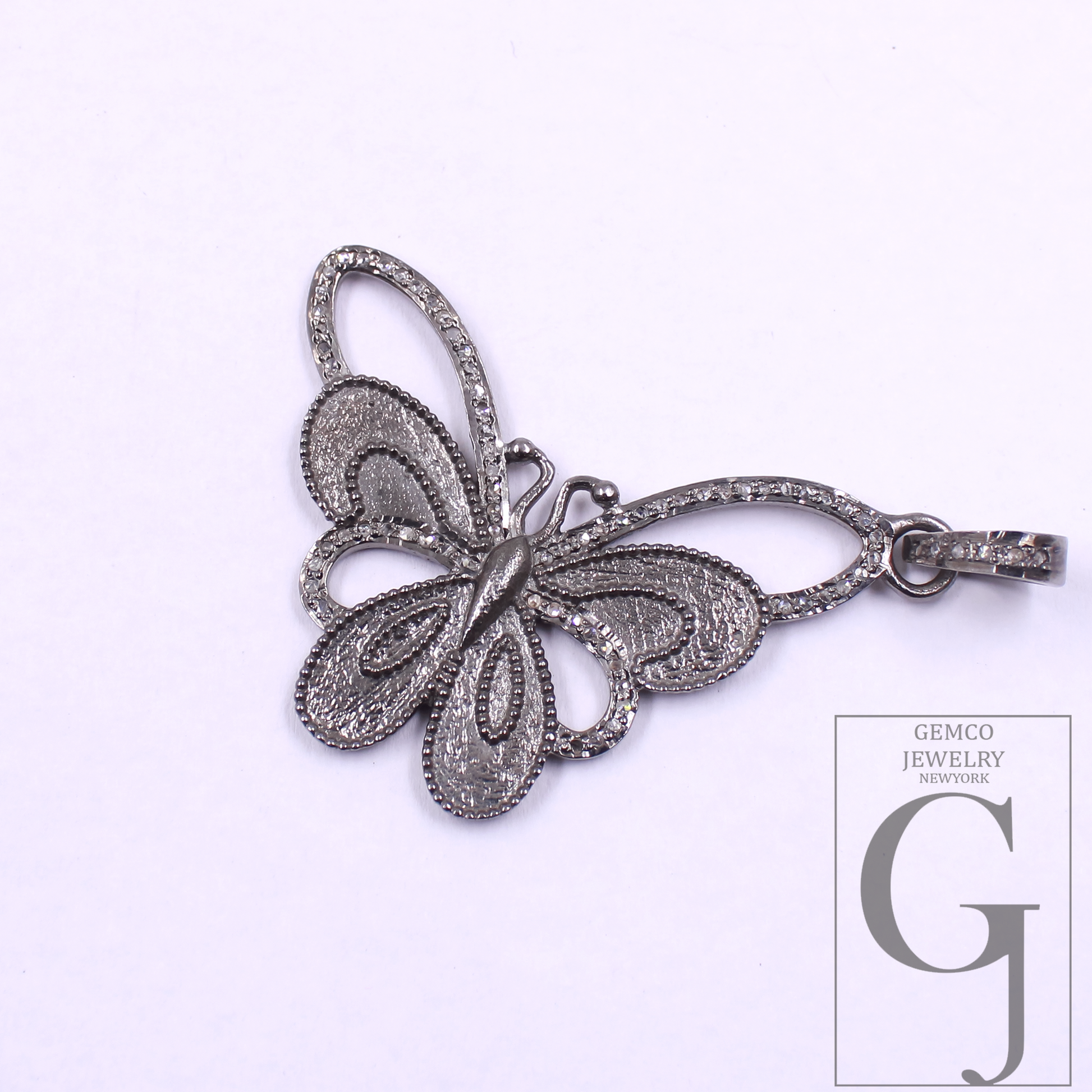 Natural Diamonds Butterfly Pendant - 925 Sterling Silver Handmade Finish Pendant For Daily Wear