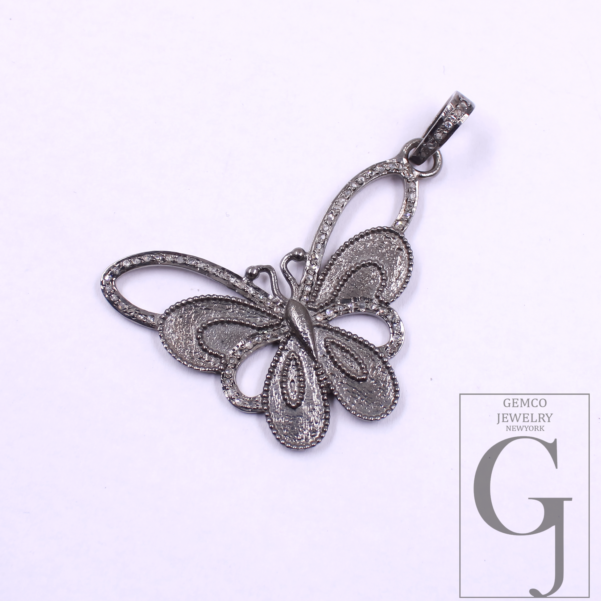 Natural Diamonds Butterfly Pendant - 925 Sterling Silver Handmade Finish Pendant For Daily Wear