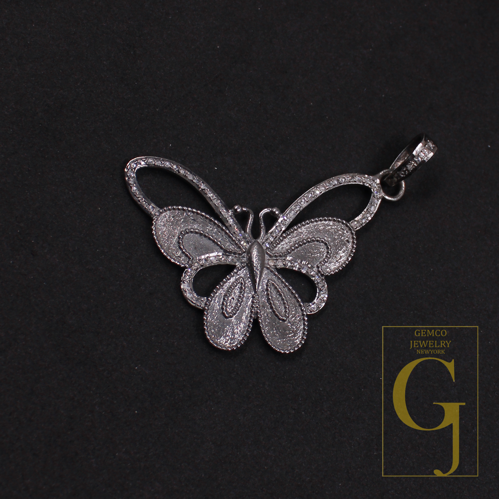 Natural Diamonds Butterfly Pendant - 925 Sterling Silver Handmade Finish Pendant For Daily Wear