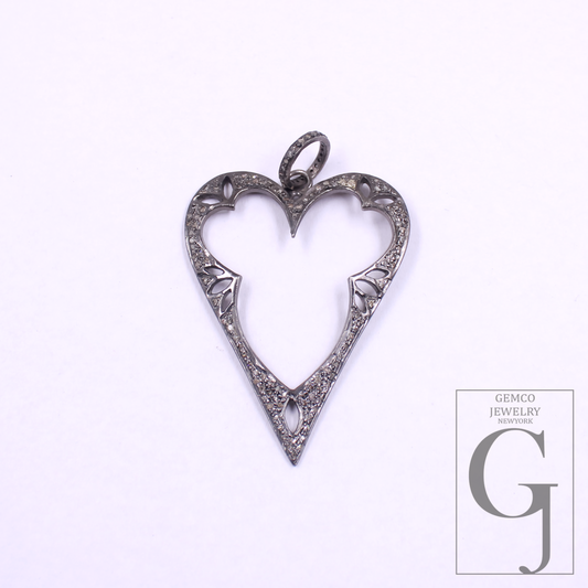 Natural Diamonds Heart Shape Pendant In 925 Sterling Silver Handmade Jewelry For Everyday Wear