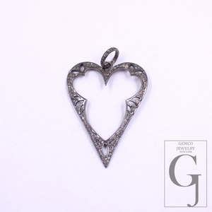 Natural Diamonds Heart Shape Pendant In 925 Sterling Silver Handmade Jewelry For Everyday Wear