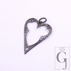 Natural Diamonds Heart Shape Pendant In 925 Sterling Silver Handmade Jewelry For Everyday Wear