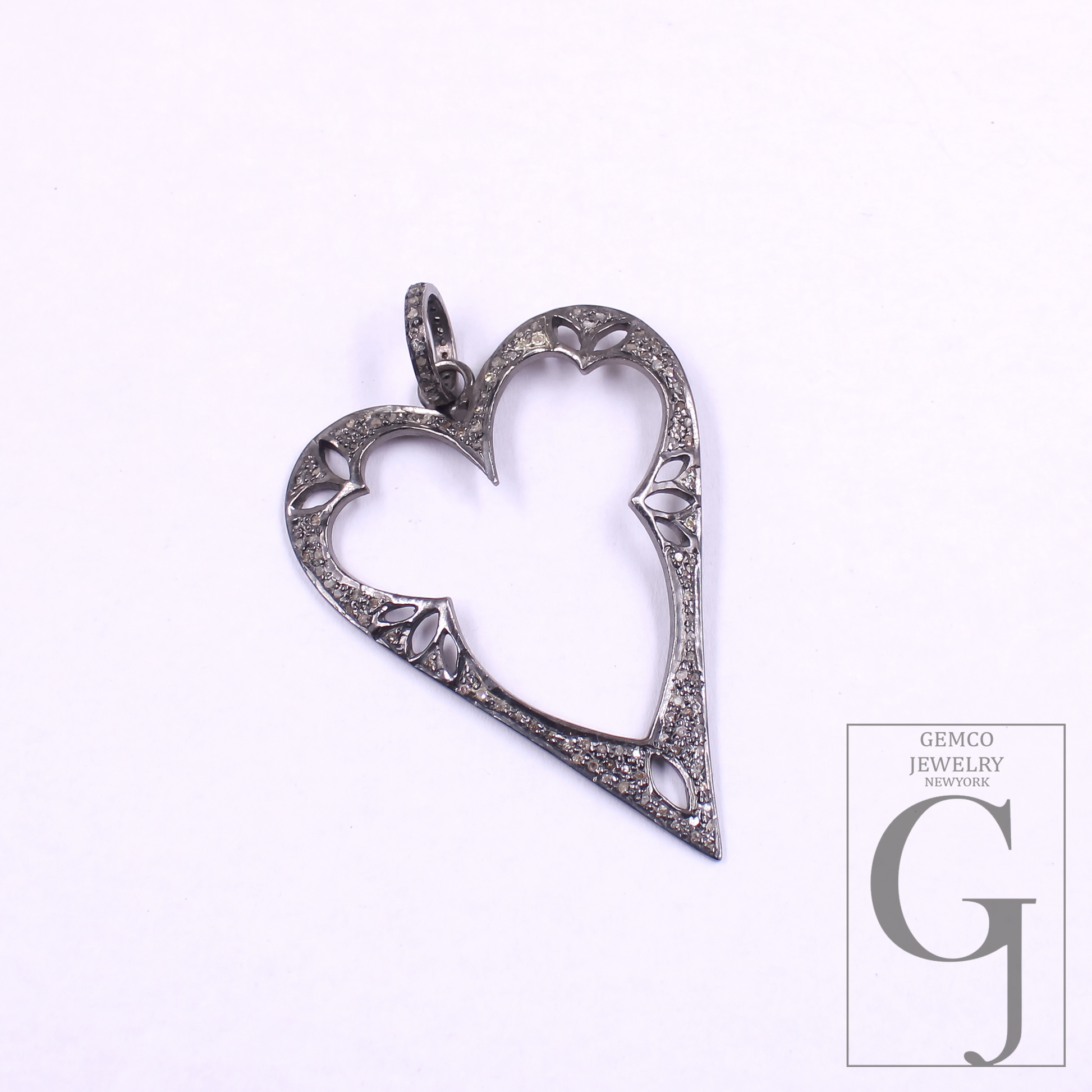 Natural Diamonds Heart Shape Pendant In 925 Sterling Silver Handmade Jewelry For Everyday Wear