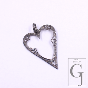 Natural Diamonds Heart Shape Pendant In 925 Sterling Silver Handmade Jewelry For Everyday Wear