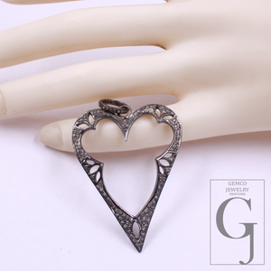 Natural Diamonds Heart Shape Pendant In 925 Sterling Silver Handmade Jewelry For Everyday Wear