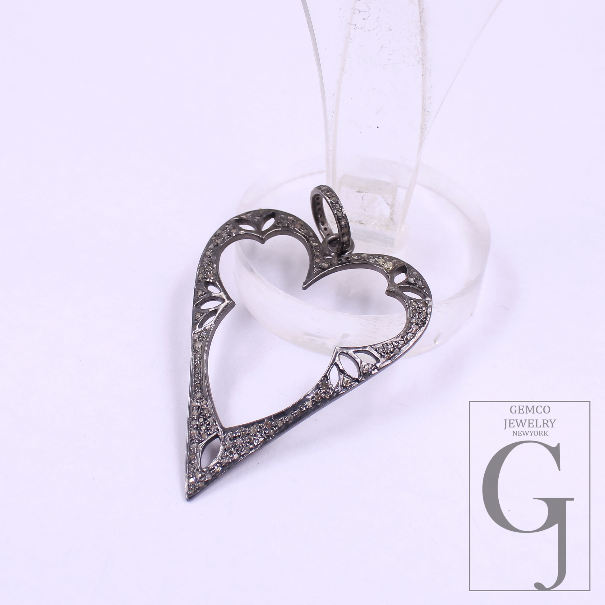 Natural Diamonds Heart Shape Pendant In 925 Sterling Silver Handmade Jewelry For Everyday Wear