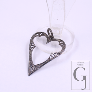 Natural Diamonds Heart Shape Pendant In 925 Sterling Silver Handmade Jewelry For Everyday Wear