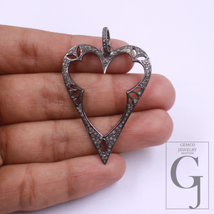 Natural Diamonds Heart Shape Pendant In 925 Sterling Silver Handmade Jewelry For Everyday Wear