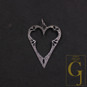 Natural Diamonds Heart Shape Pendant In 925 Sterling Silver Handmade Jewelry For Everyday Wear
