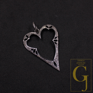 Natural Diamonds Heart Shape Pendant In 925 Sterling Silver Handmade Jewelry For Everyday Wear