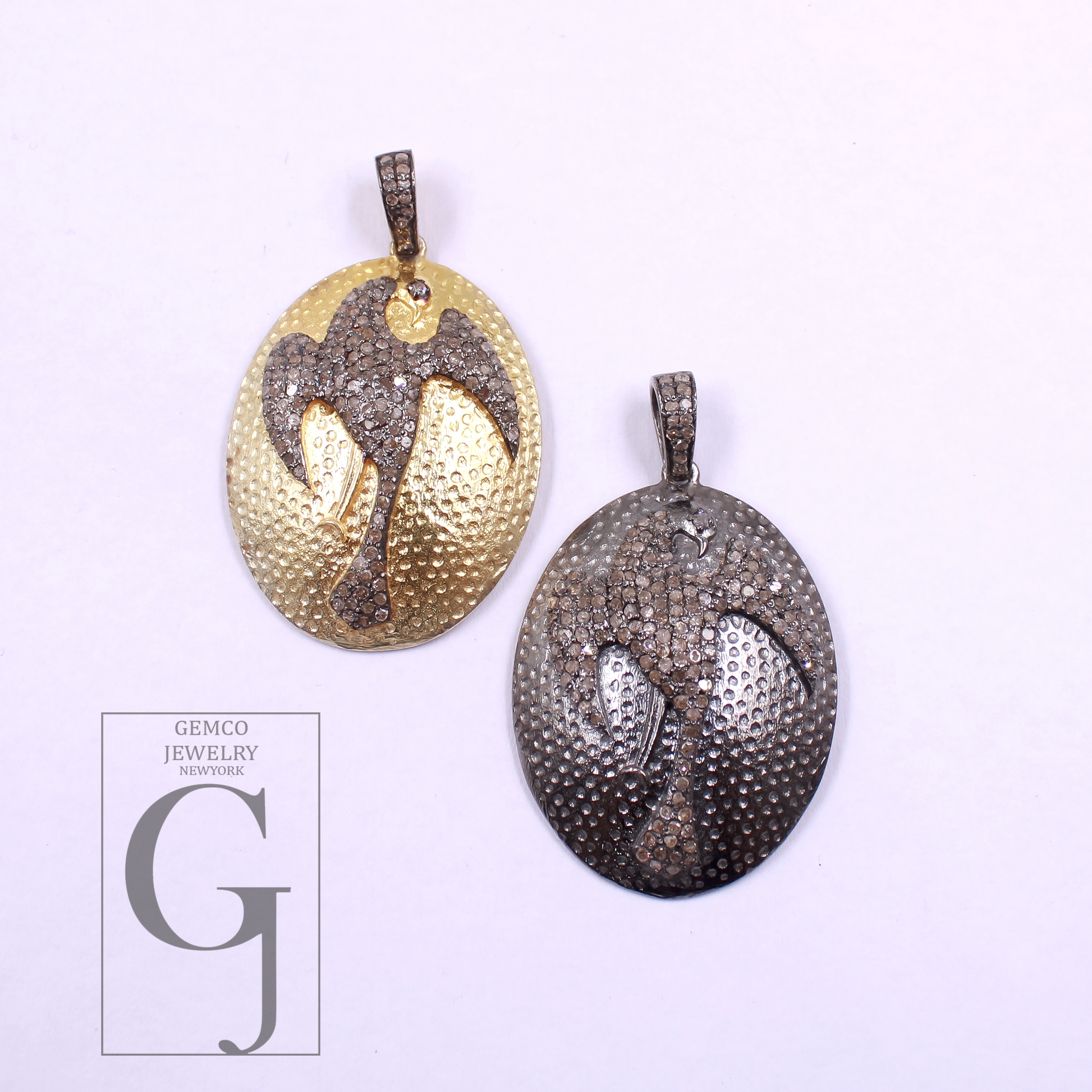 Beautiful Phoenix Pendant With Rosecut Diamonds - 925 Sterling Silver Handmade Finish Pendant