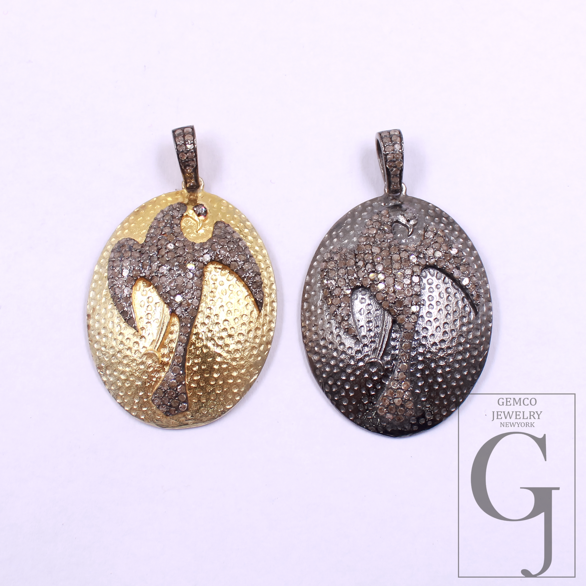 Beautiful Phoenix Pendant With Rosecut Diamonds - 925 Sterling Silver Handmade Finish Pendant