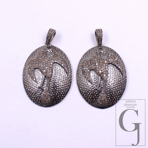 Beautiful Phoenix Pendant With Rosecut Diamonds - 925 Sterling Silver Handmade Finish Pendant