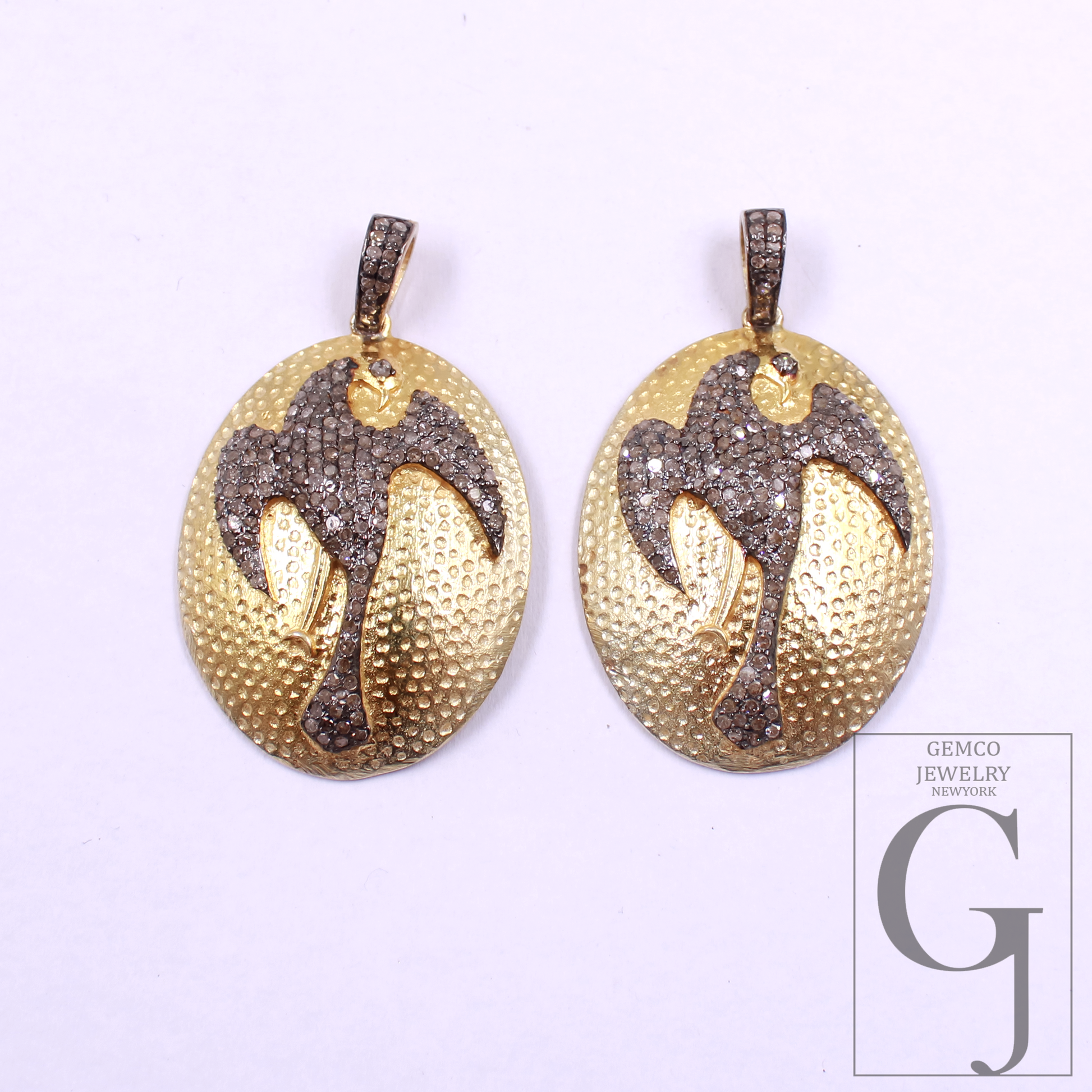Beautiful Phoenix Pendant With Rosecut Diamonds - 925 Sterling Silver Handmade Finish Pendant