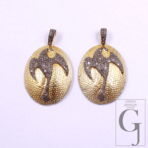 Beautiful Phoenix Pendant With Rosecut Diamonds - 925 Sterling Silver Handmade Finish Pendant