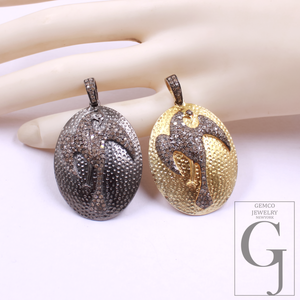 Beautiful Phoenix Pendant With Rosecut Diamonds - 925 Sterling Silver Handmade Finish Pendant