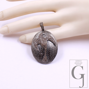Beautiful Phoenix Pendant With Rosecut Diamonds - 925 Sterling Silver Handmade Finish Pendant