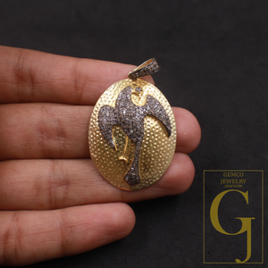 Beautiful Phoenix Pendant With Rosecut Diamonds - 925 Sterling Silver Handmade Finish Pendant