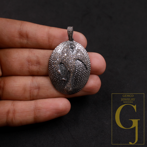 Beautiful Phoenix Pendant With Rosecut Diamonds - 925 Sterling Silver Handmade Finish Pendant