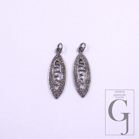 Snake Pendant With Rosecut Pave Diamonds In 925 Sterling Silver Handmade Jewelry For Her