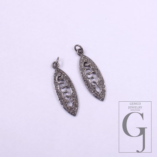 Snake Pendant With Rosecut Pave Diamonds In 925 Sterling Silver Handmade Jewelry For Her