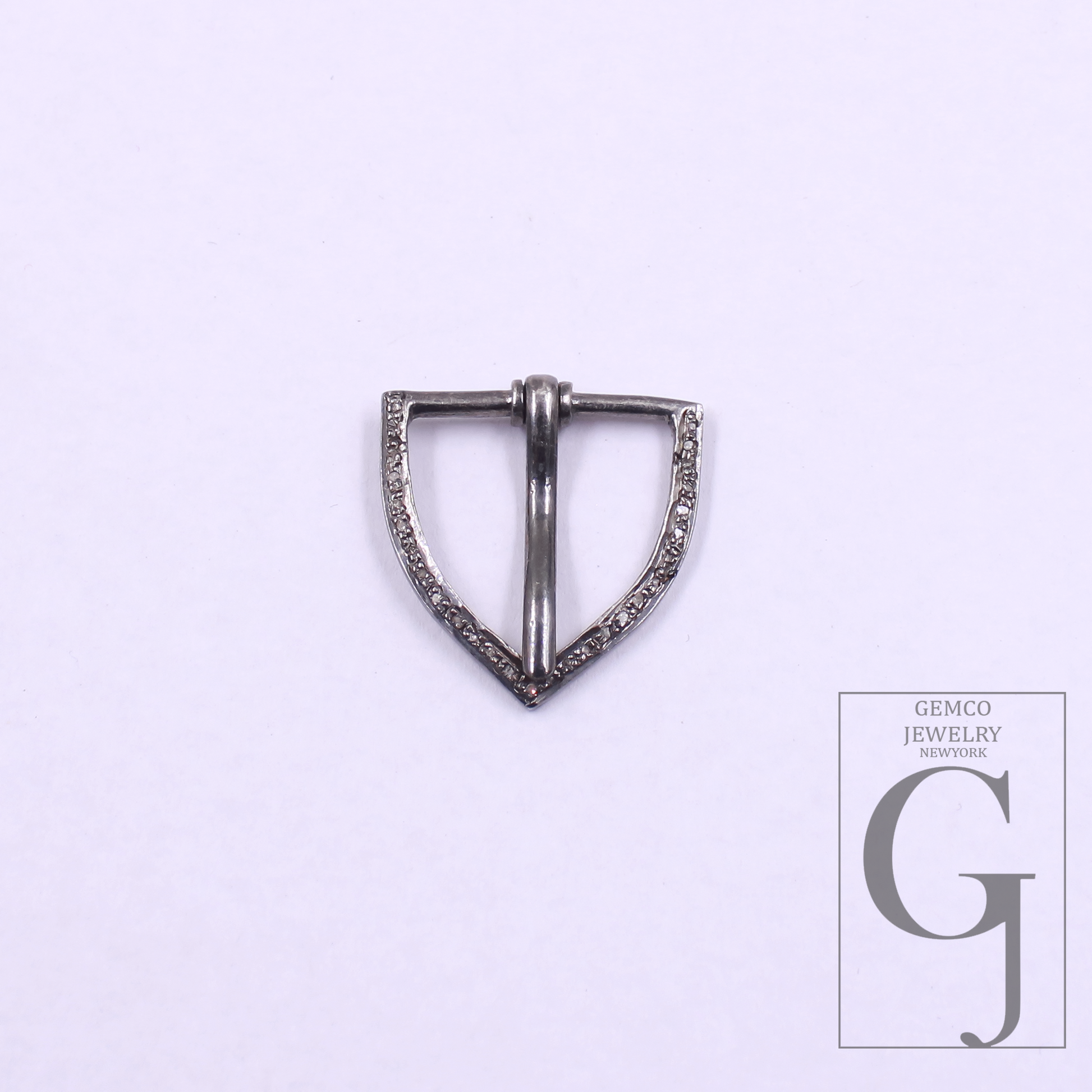 Natural Pave Diamond Belt Buckle Pendant - 925 Sterling Silver Handmade Jewelry For Her