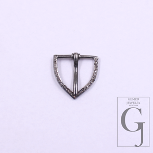 Natural Pave Diamond Belt Buckle Pendant - 925 Sterling Silver Handmade Jewelry For Her