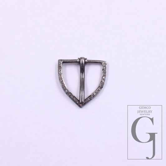 Natural Pave Diamond Belt Buckle Pendant - 925 Sterling Silver Handmade Jewelry For Her