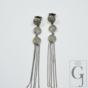 Natural Rosecut Pave Diamonds Earrings - 925 Sterling Silver Handmade Finish Jewelry Gift For Her