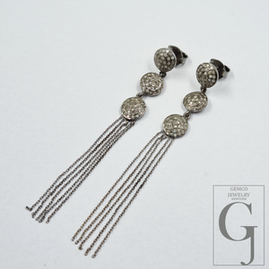 Natural Rosecut Pave Diamonds Earrings - 925 Sterling Silver Handmade Finish Jewelry Gift For Her