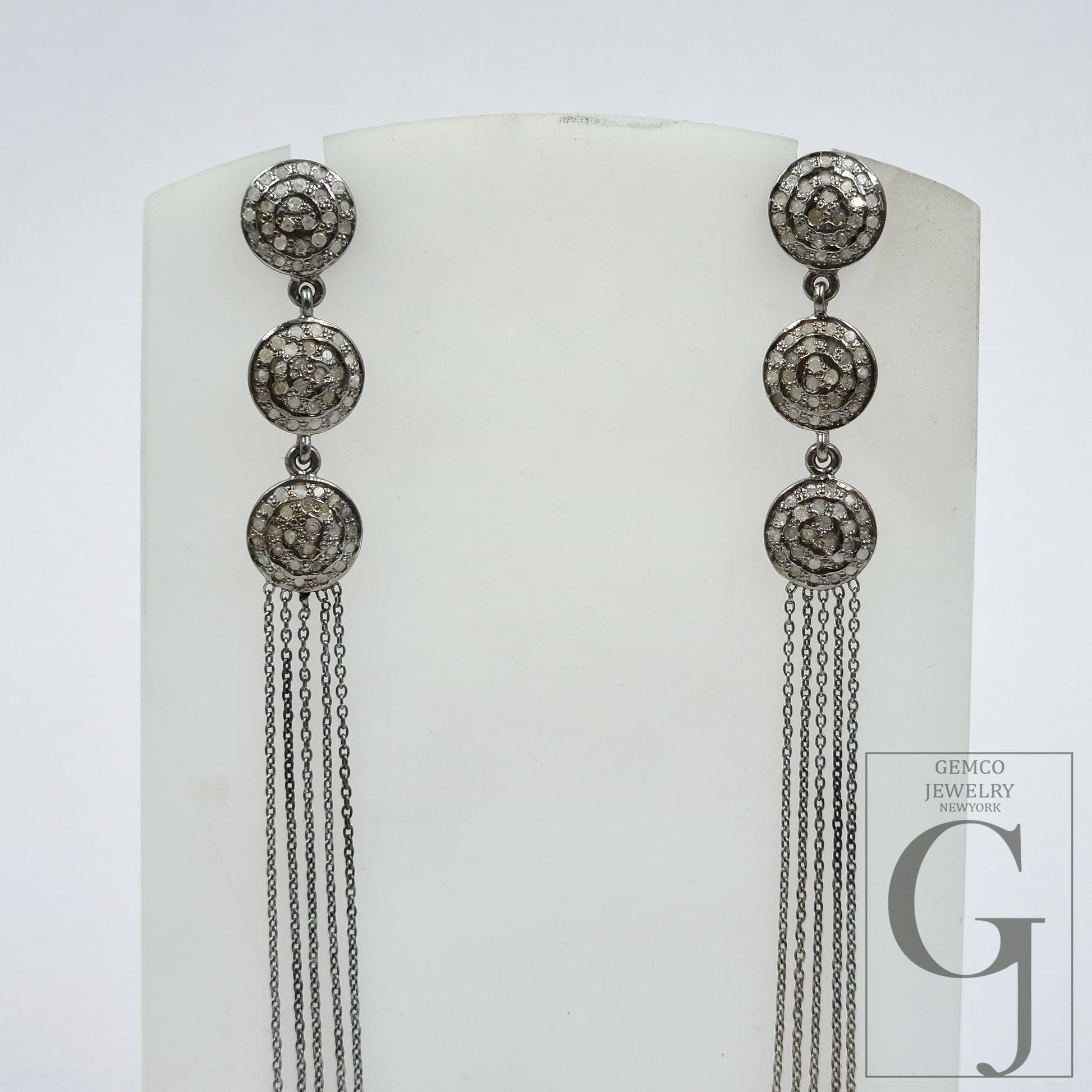 Natural Rosecut Pave Diamonds Earrings - 925 Sterling Silver Handmade Finish Jewelry Gift For Her