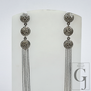 Natural Rosecut Pave Diamonds Earrings - 925 Sterling Silver Handmade Finish Jewelry Gift For Her