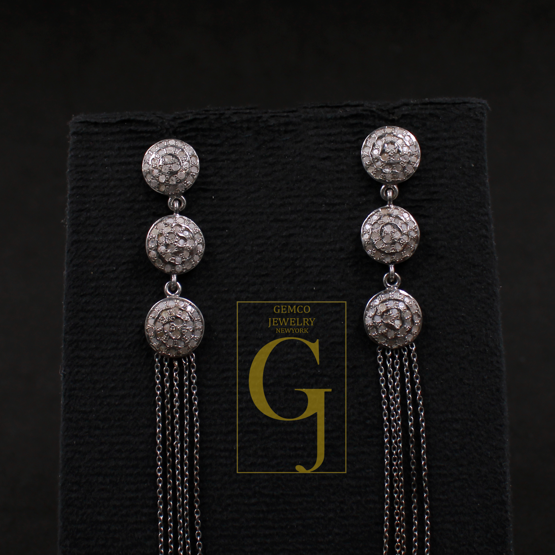 Natural Rosecut Pave Diamonds Earrings - 925 Sterling Silver Handmade Finish Jewelry Gift For Her