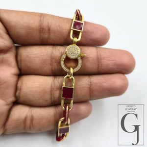 Brown Pearl Enamel Bracelet With Lab Grown Diamonds - Handmade Finish Brass Jewelry Bracelet