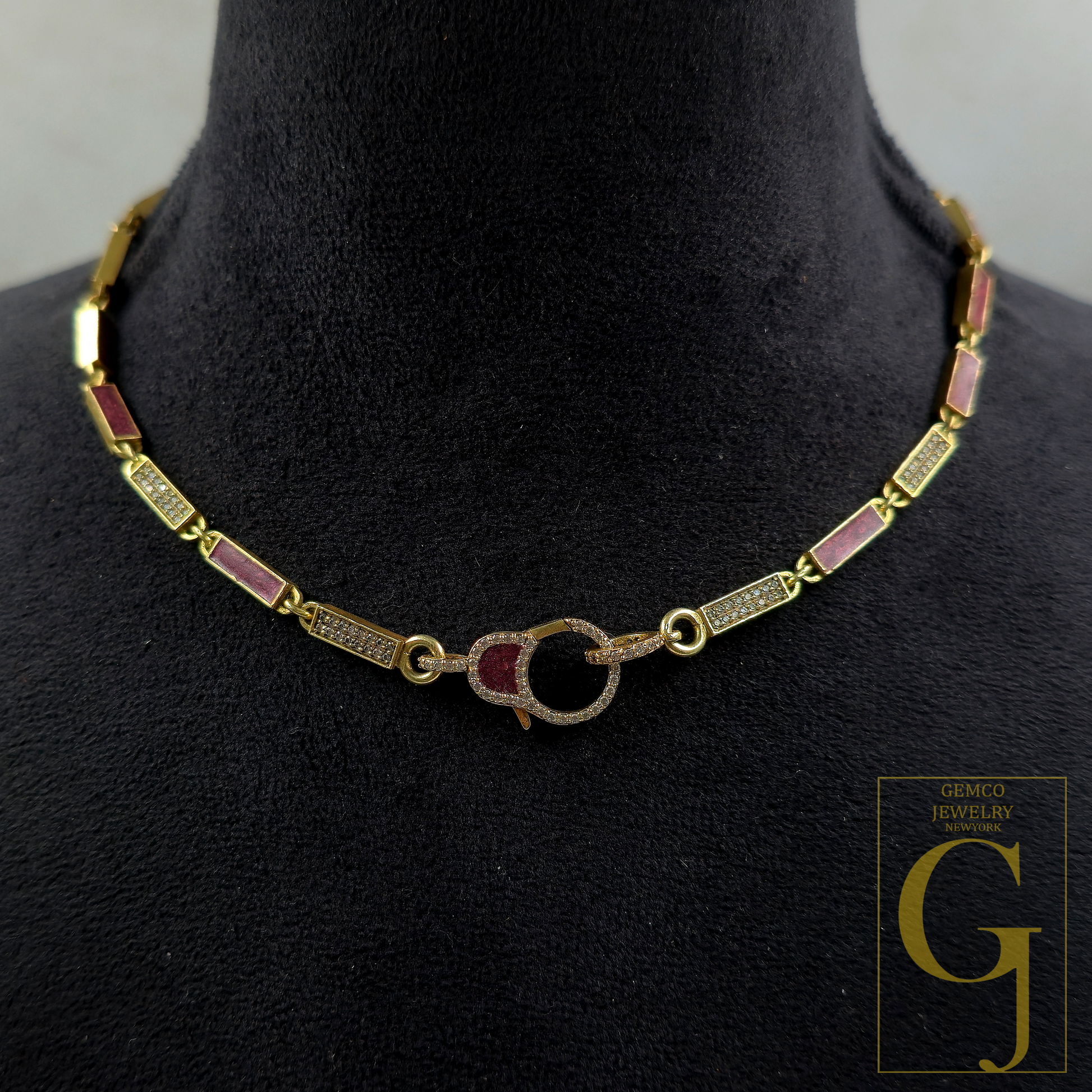 Beautiful Brown Pearl Enamel Necklace With Pave Lab Grown Diamonds - Brass Jewelry Handmade Finish