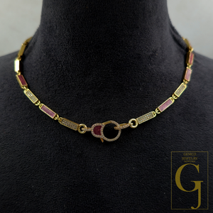Beautiful Brown Pearl Enamel Necklace With Pave Lab Grown Diamonds - Brass Jewelry Handmade Finish