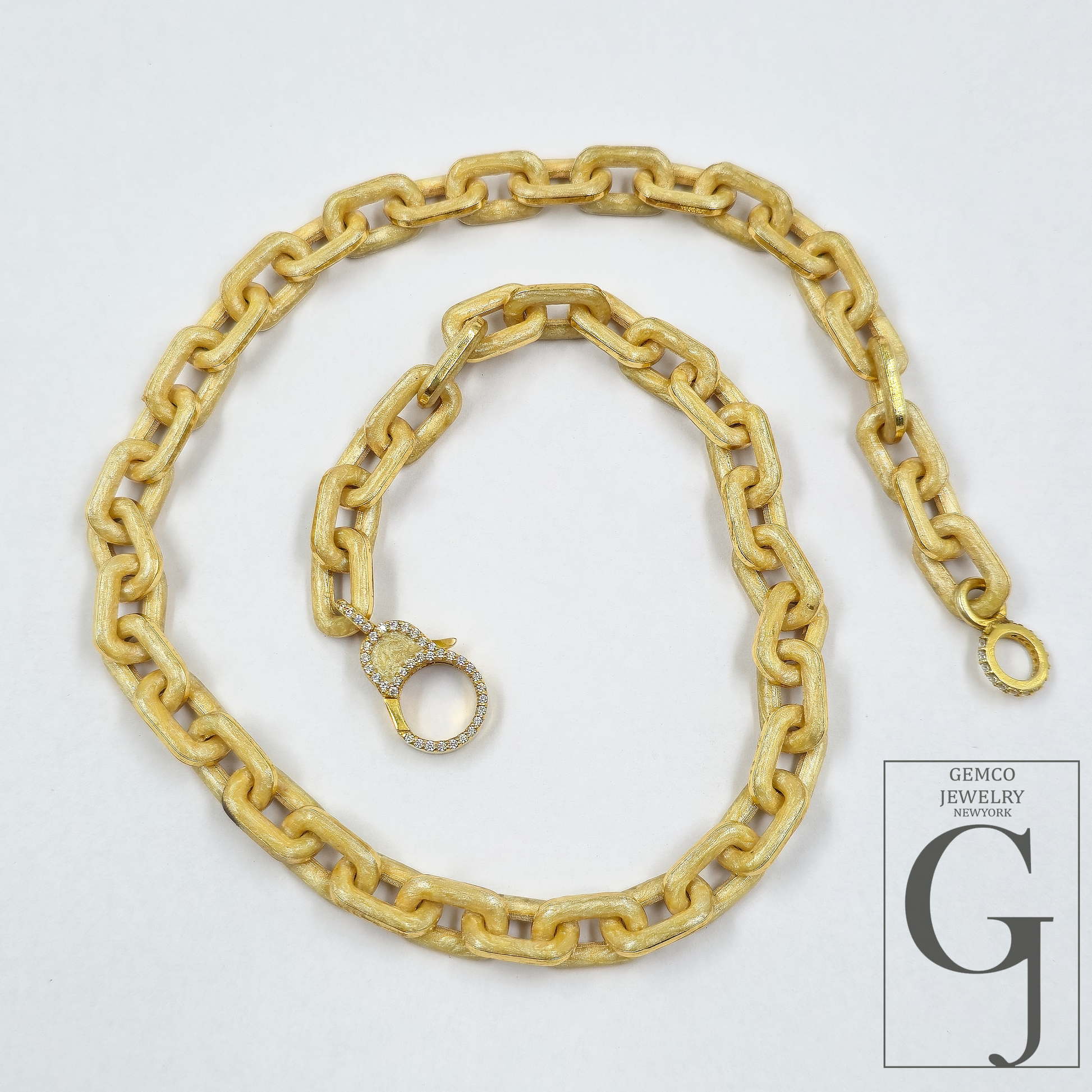 One Of A Kind Golden Pearl Enamel Necklace With Lab Grown Diamonds - Handmade Finish Brass Jewelry Necklace