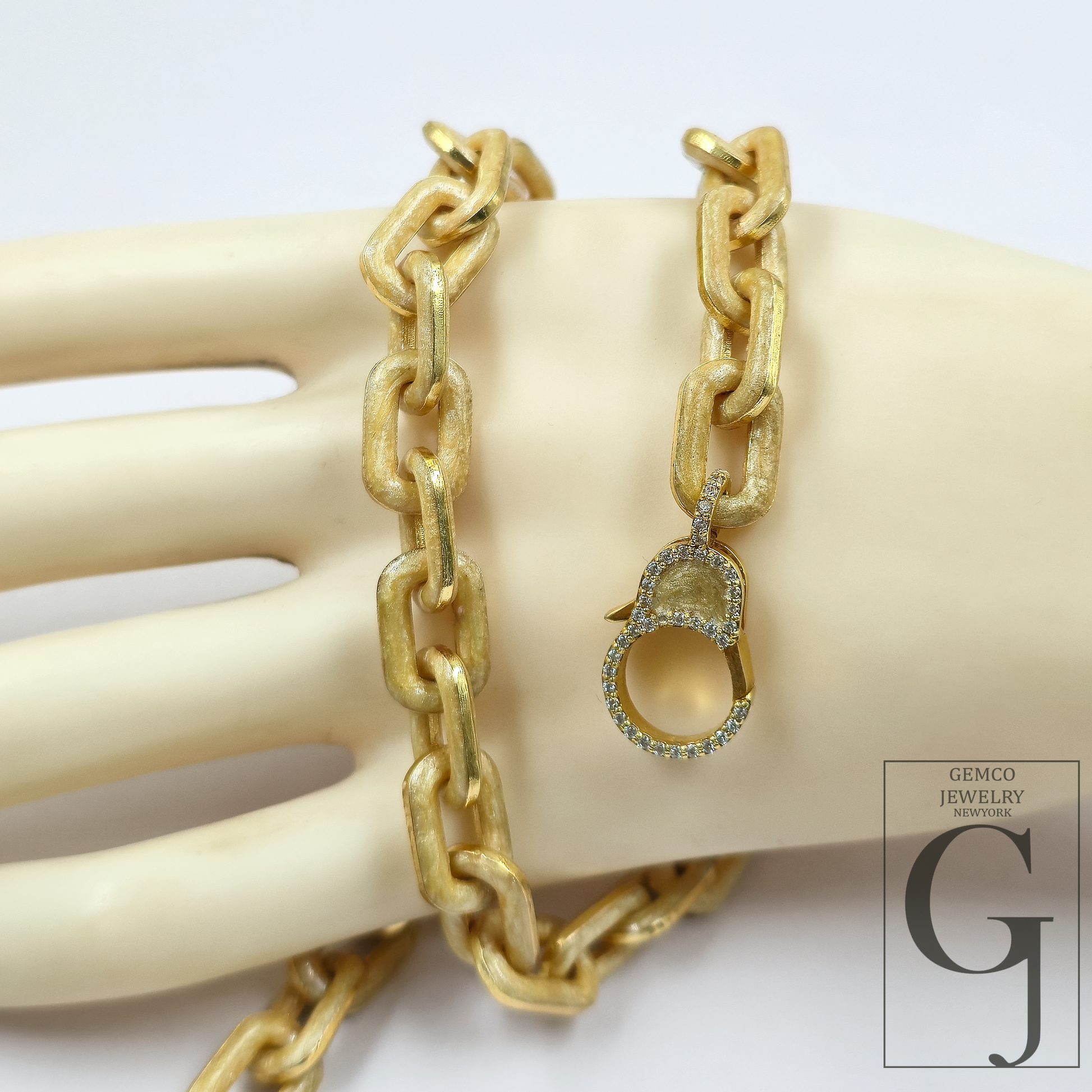 One Of A Kind Golden Pearl Enamel Necklace With Lab Grown Diamonds - Handmade Finish Brass Jewelry Necklace