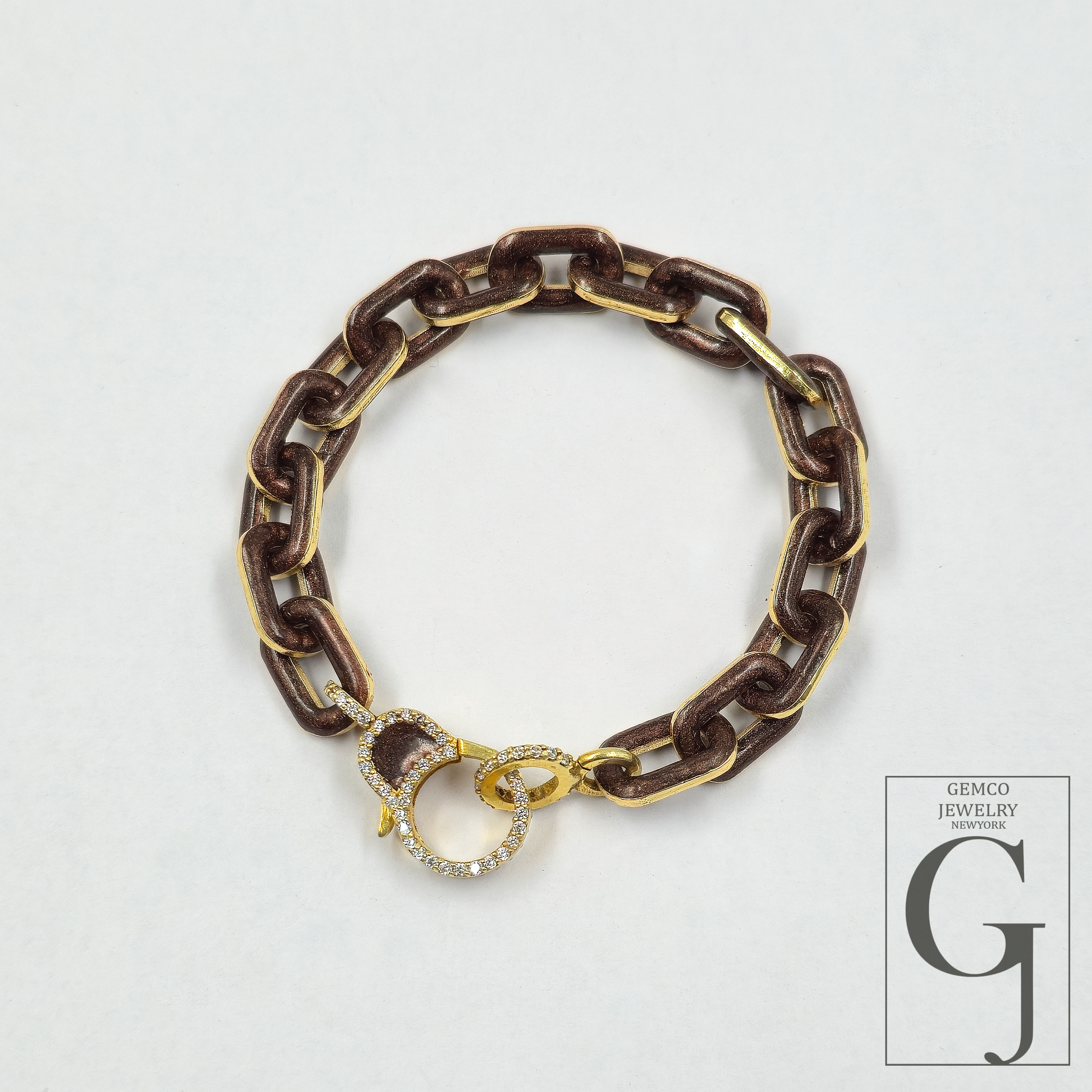 One Of A Kind Brown Pearl Enamel Bracelet - Lab Grown Diamonds Brass Necklace Handmade Finish Jewelry For Her