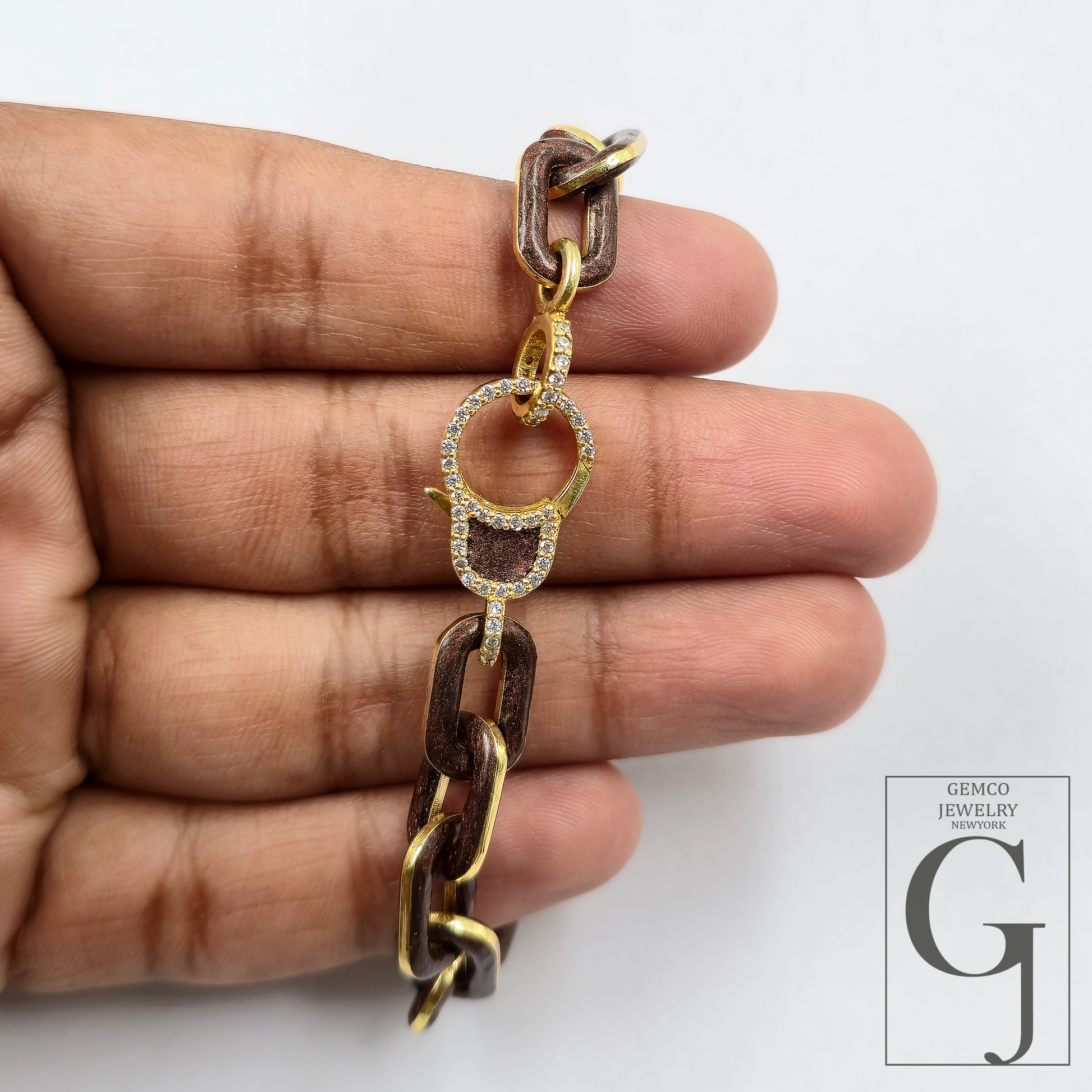 One Of A Kind Brown Pearl Enamel Bracelet - Lab Grown Diamonds Brass Necklace Handmade Finish Jewelry For Her