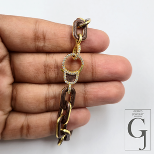 One Of A Kind Brown Pearl Enamel Bracelet - Lab Grown Diamonds Brass Necklace Handmade Finish Jewelry For Her