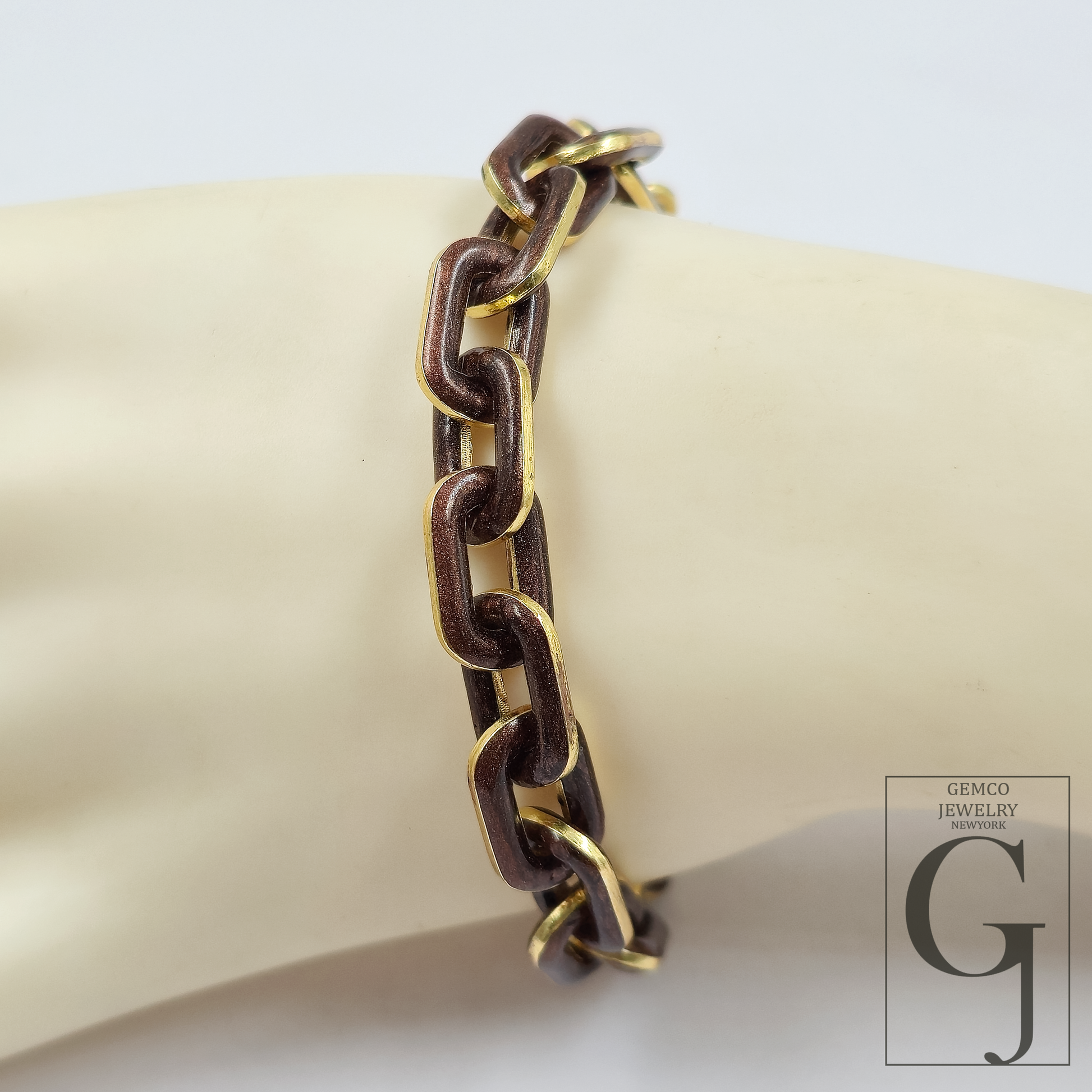 One Of A Kind Brown Pearl Enamel Bracelet - Lab Grown Diamonds Brass Necklace Handmade Finish Jewelry For Her