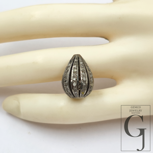 Handmade Rosecut Pave Diamonds 18mm Beads - 925 Sterling Silver Jewelry supplies