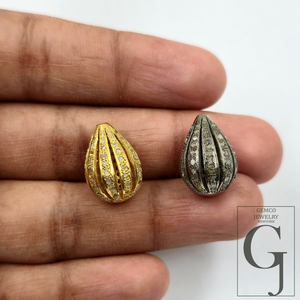 Handmade Rosecut Pave Diamonds 18mm Beads - 925 Sterling Silver Jewelry supplies